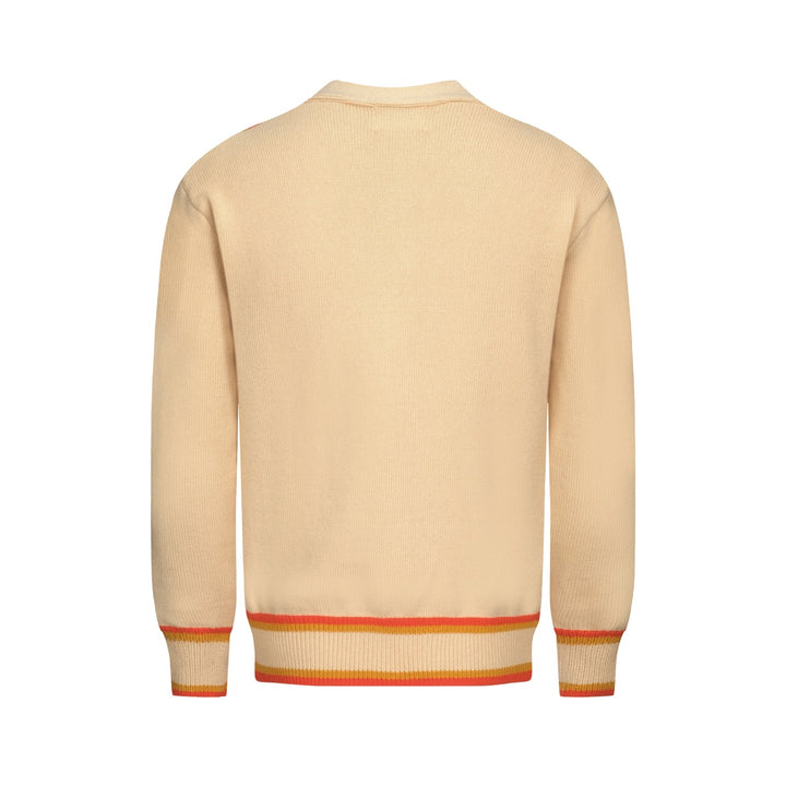 Men's multicolor striped jacquard sweater coat