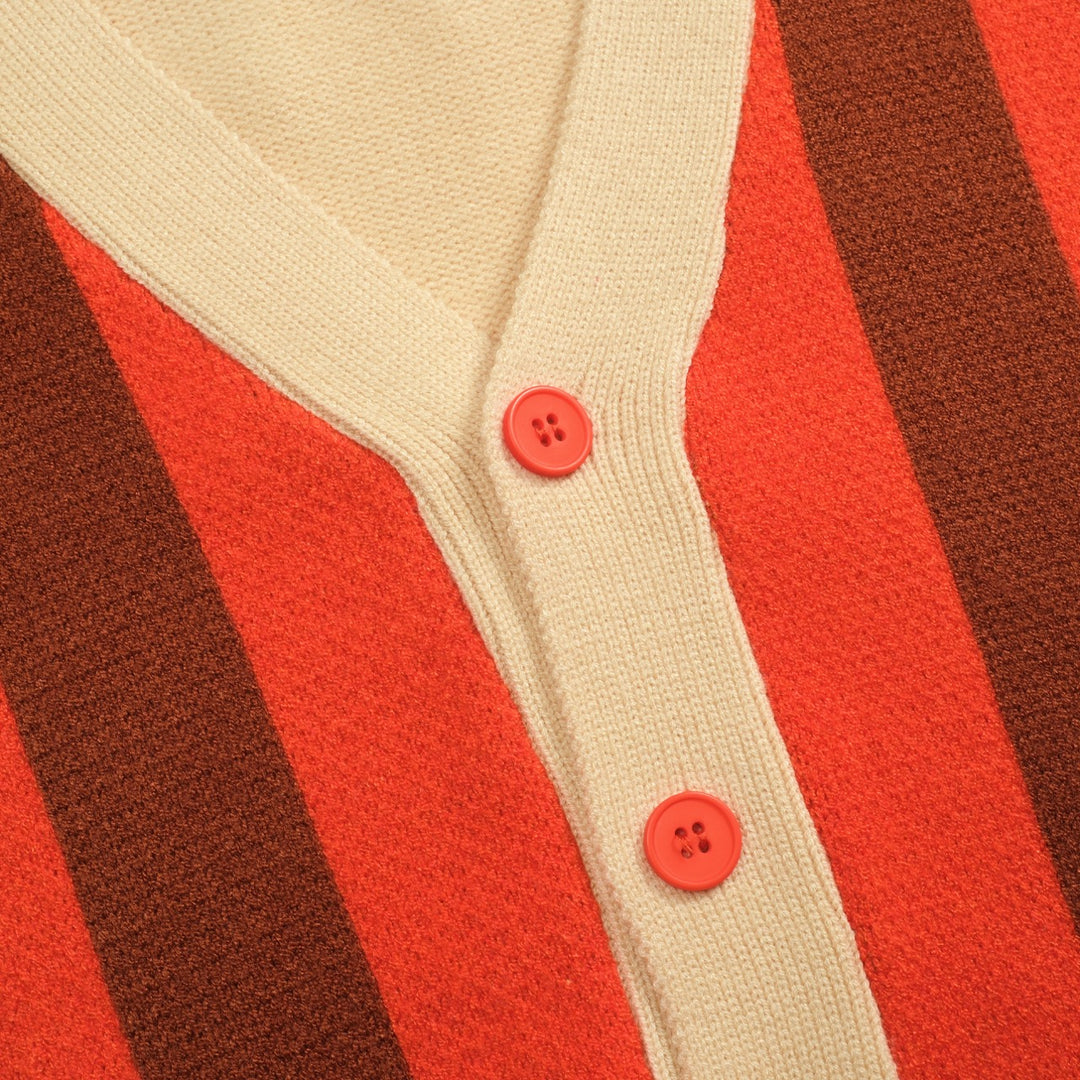 Men's multicolor striped jacquard sweater coat