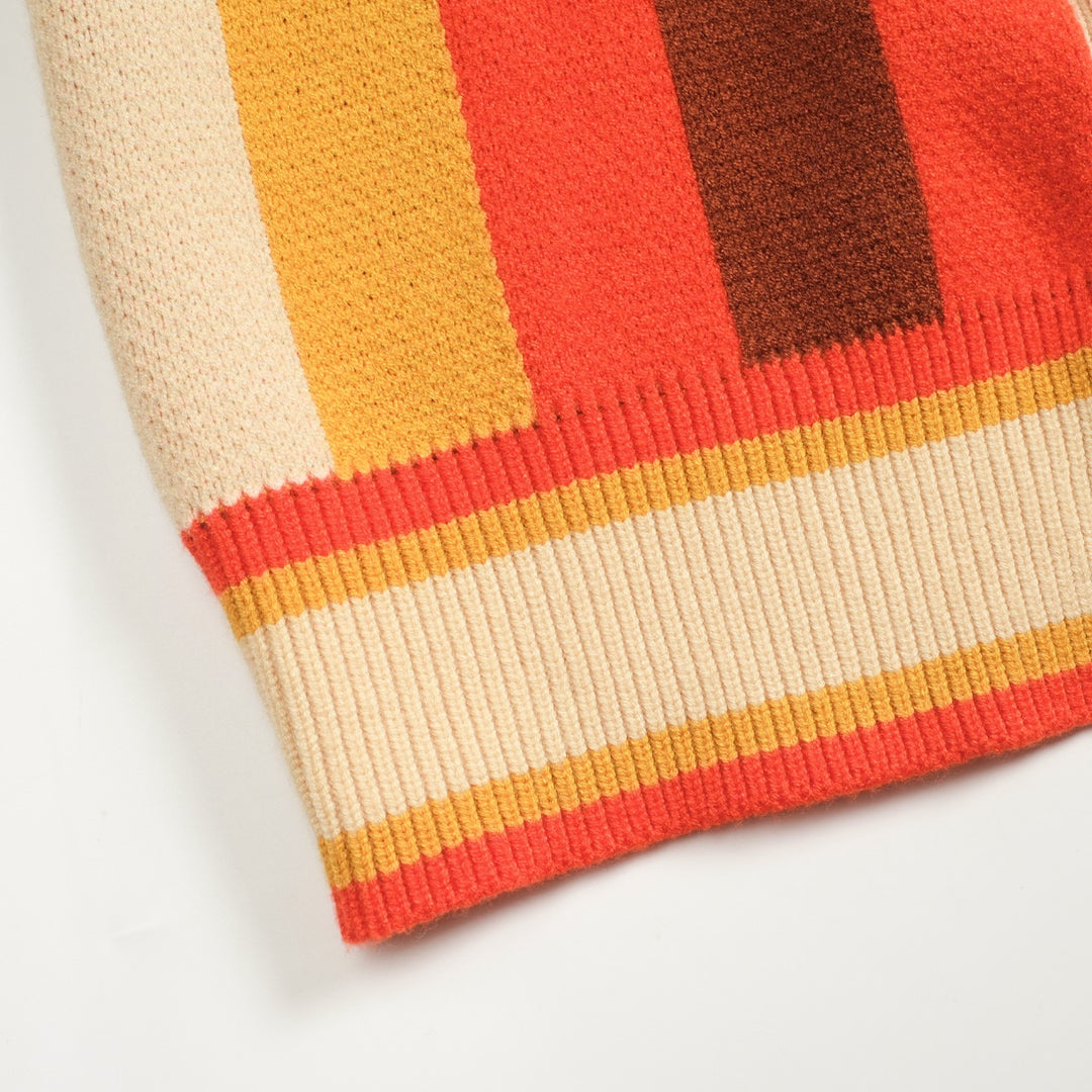 Men's multicolor striped jacquard sweater coat