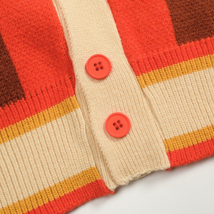 Men's multicolor striped jacquard sweater coat