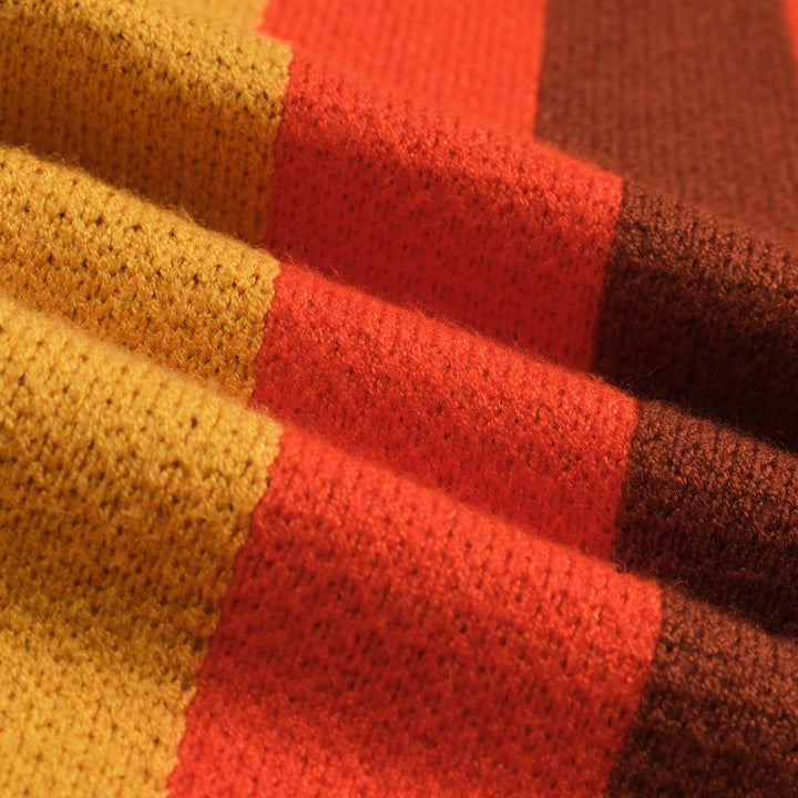 Men's multicolor striped jacquard sweater coat