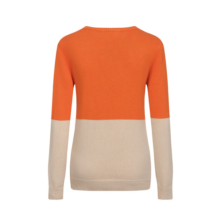 Women's orange vintage cat jacquard knitwear