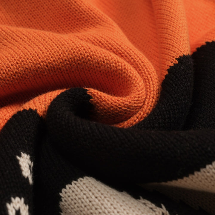 Women's orange vintage cat jacquard knitwear