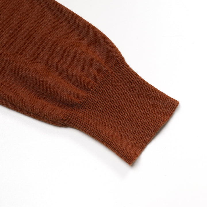 Men's brown striped pocket V-neck knitted polo shirt