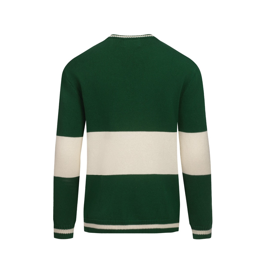 Men's green dog jacquard vintage knitwear