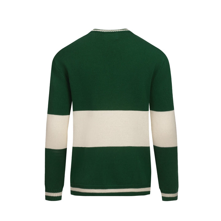 Men's green dog jacquard vintage knitwear