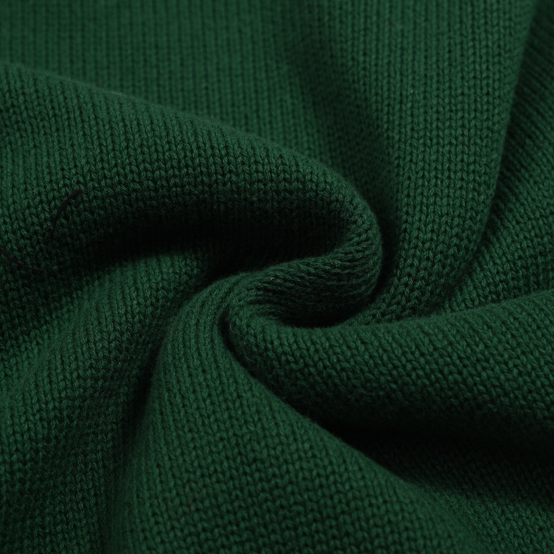 Men's green dog jacquard vintage knitwear