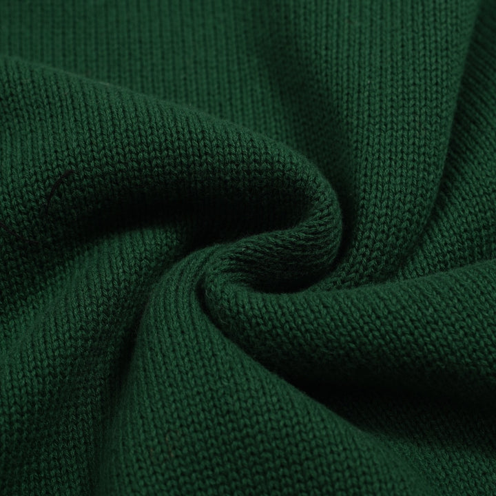 Men's green dog jacquard vintage knitwear