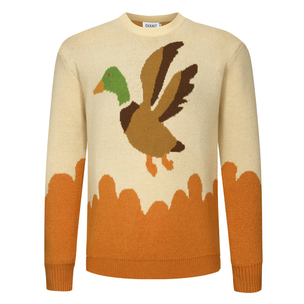 Men's orange duck jacquard vintage sweater – OXKnit