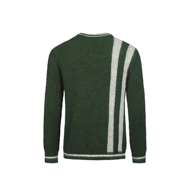 Men's green striped plush knitted sweater