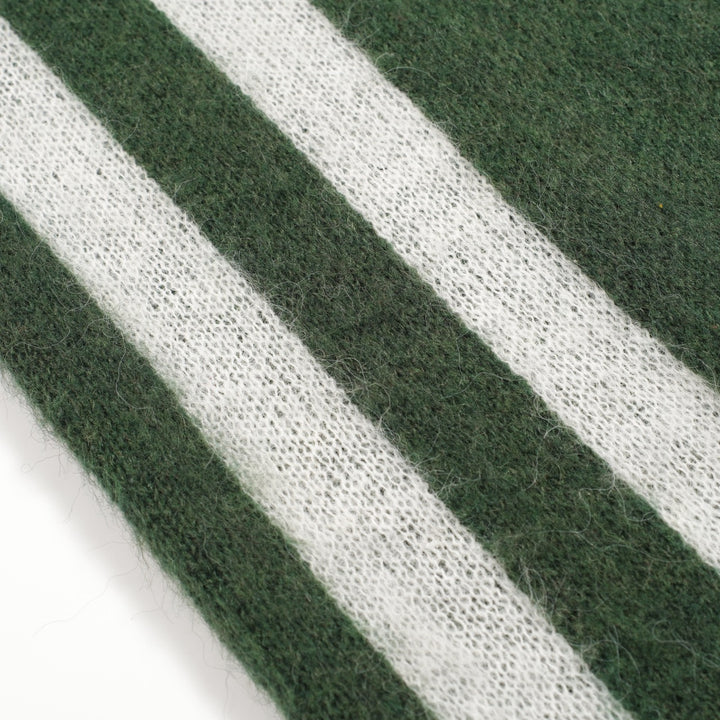 Men's green striped plush knitted sweater