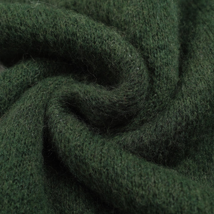 Men's green striped plush knitted sweater