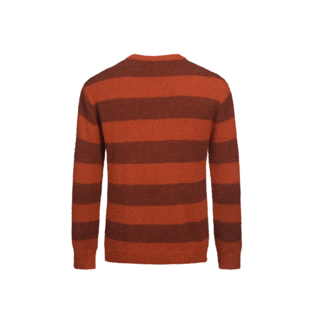 Orangestribet plysstrikket sweater til mænd