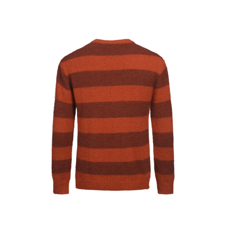 Orangestribet plysstrikket sweater til mænd