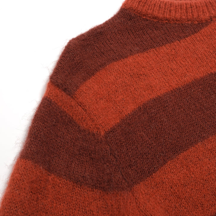 Orangestribet plysstrikket sweater til mænd