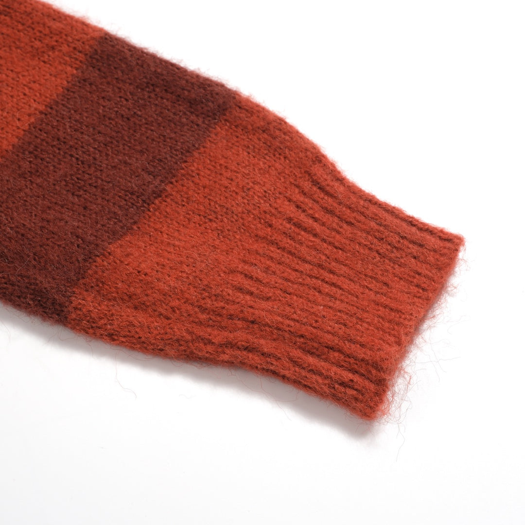 Orangestribet plysstrikket sweater til mænd