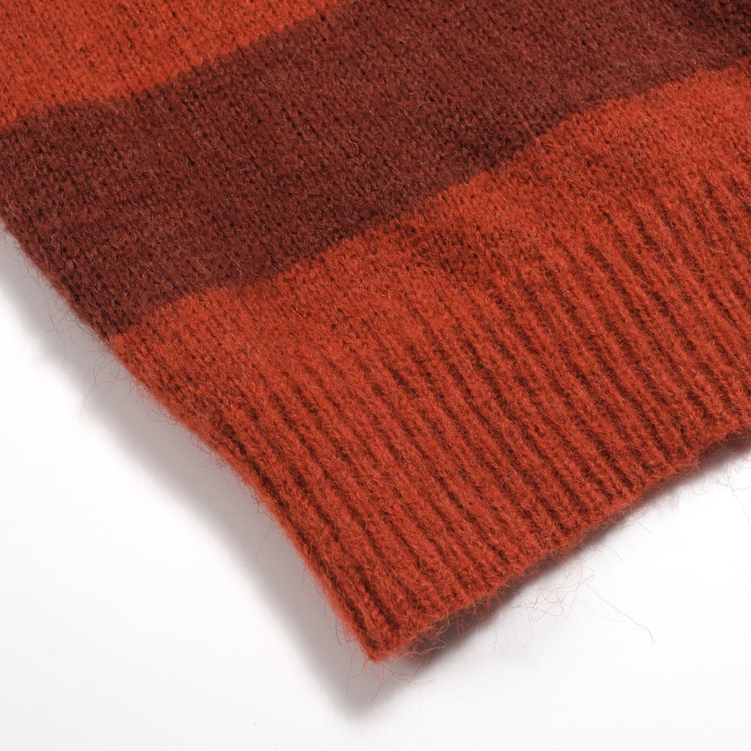 Orangestribet plysstrikket sweater til mænd