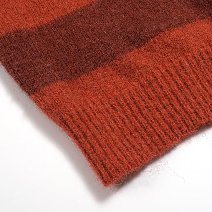 Orangestribet plysstrikket sweater til mænd