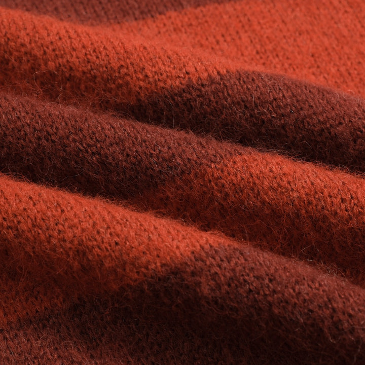 Orangestribet plysstrikket sweater til mænd