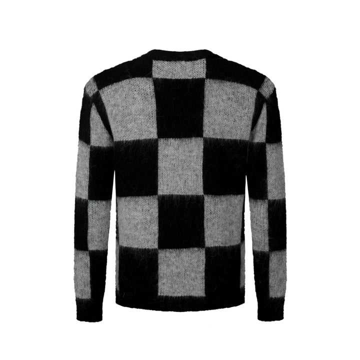 Men's black checkered plush knitted sweater