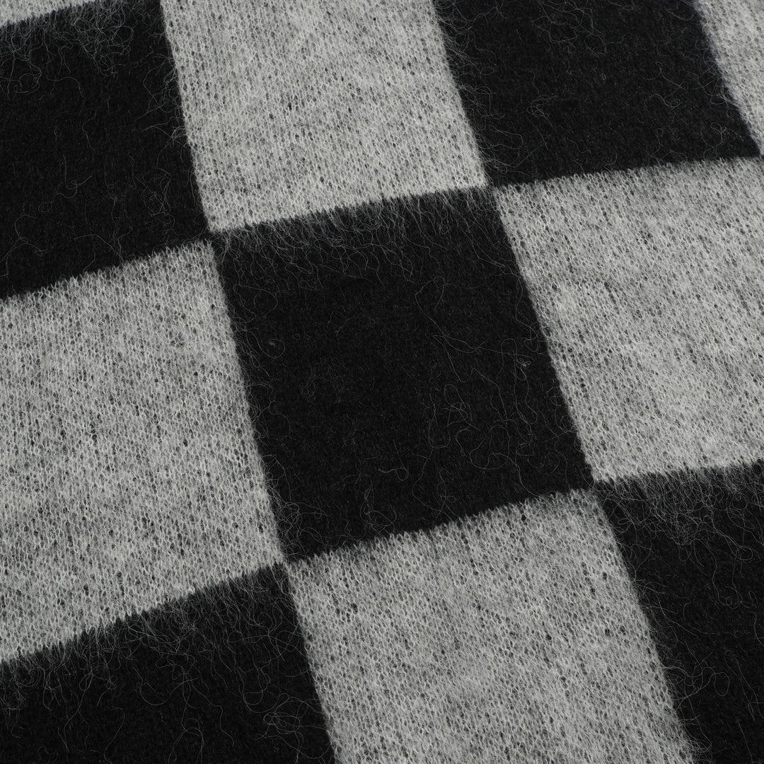 Men's black checkered plush knitted sweater