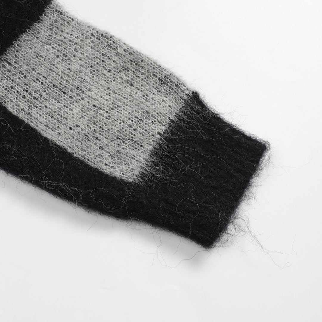 Men's black checkered plush knitted sweater