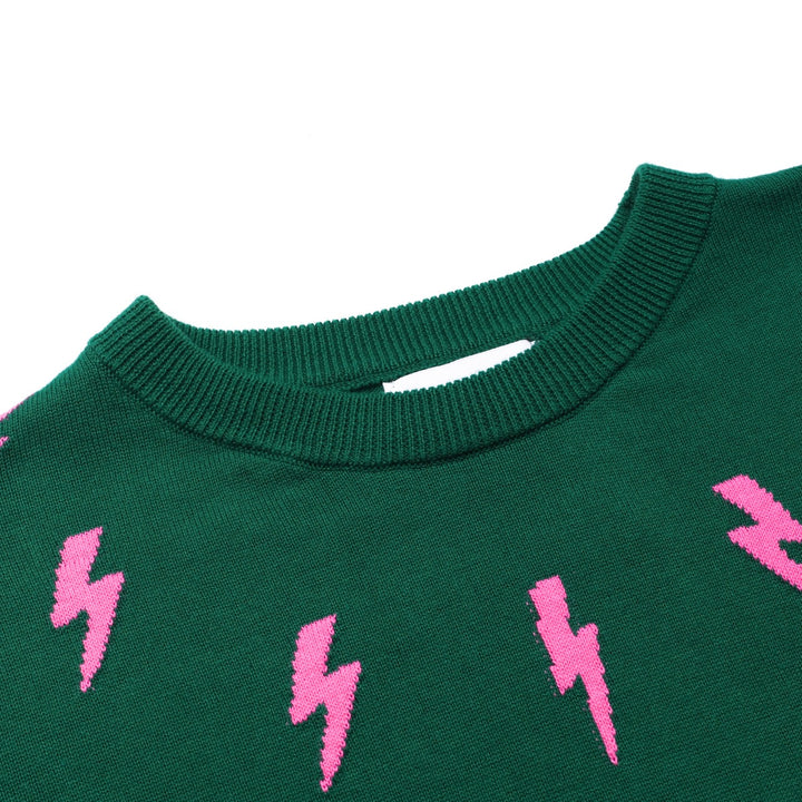 Grønt lynmønster for kvinner i jacquardstrikk