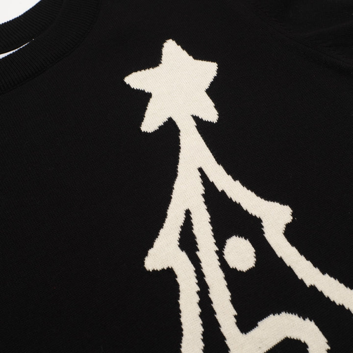 Women's black vintage pattern striped knitwear