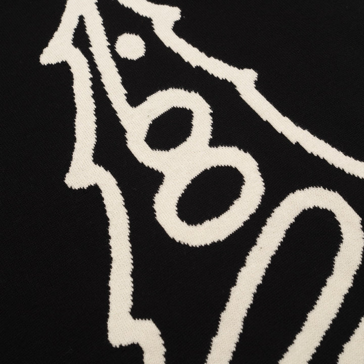 Women's black vintage pattern striped knitwear