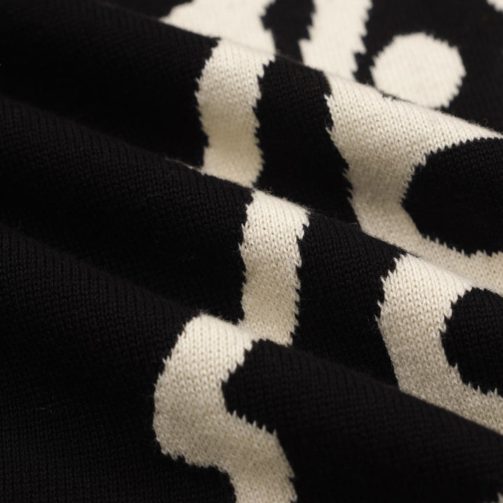 Women's black vintage pattern striped knitwear