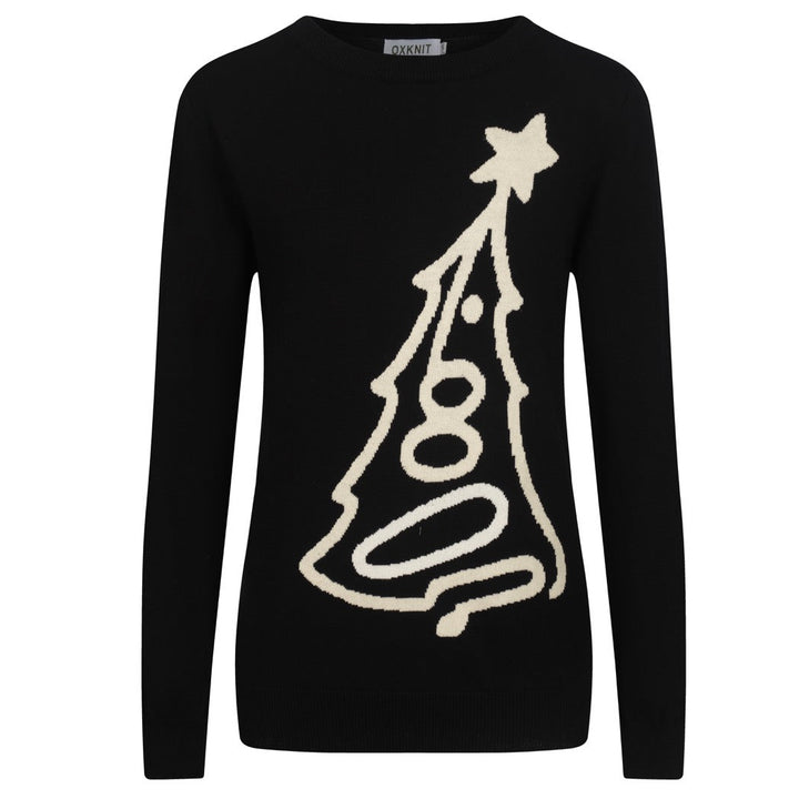 Women's black vintage pattern striped knitwear