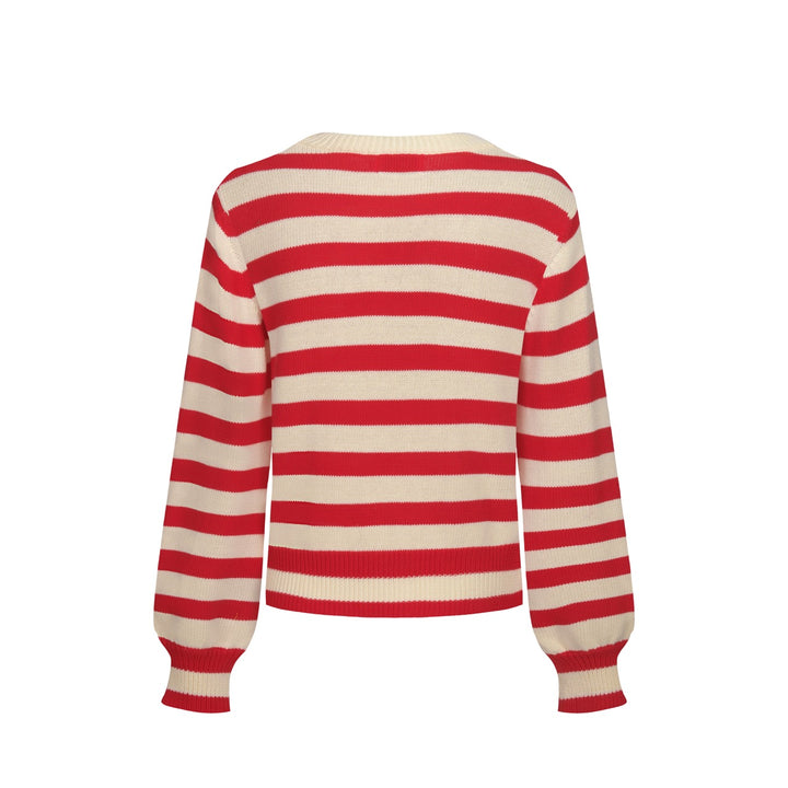 Women's red striped Christmas tree vintage knitwear - Cropped length