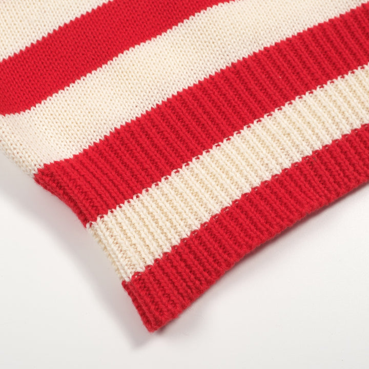 Women's red striped Christmas tree vintage knitwear - Cropped length