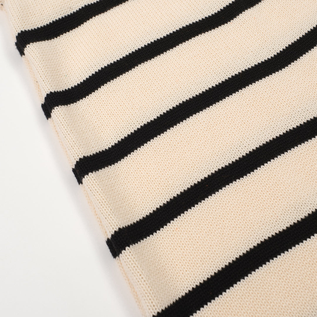 Women's khaki striped jacquard vintage knit skirt