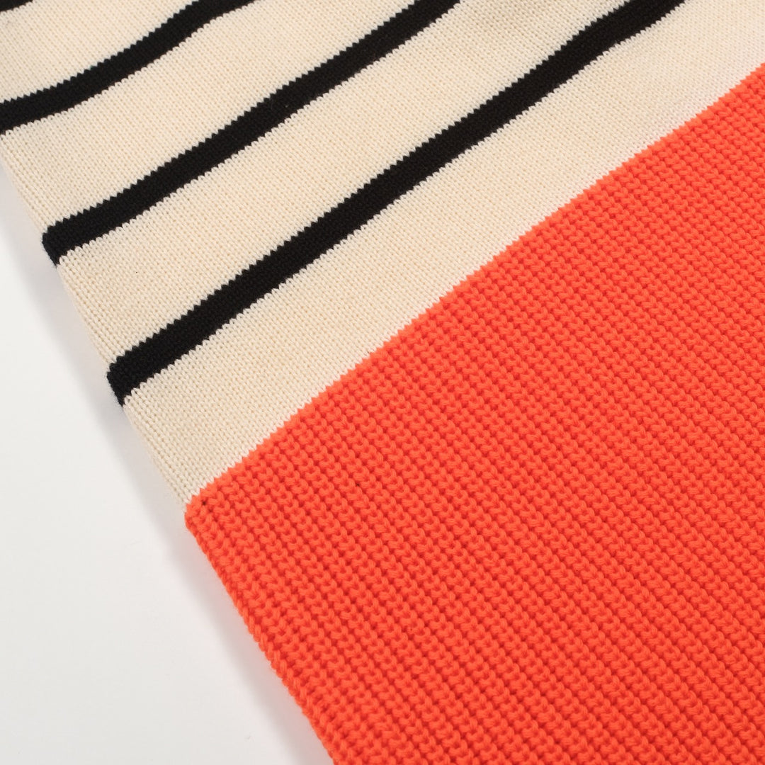 Women's khaki striped jacquard vintage knit skirt