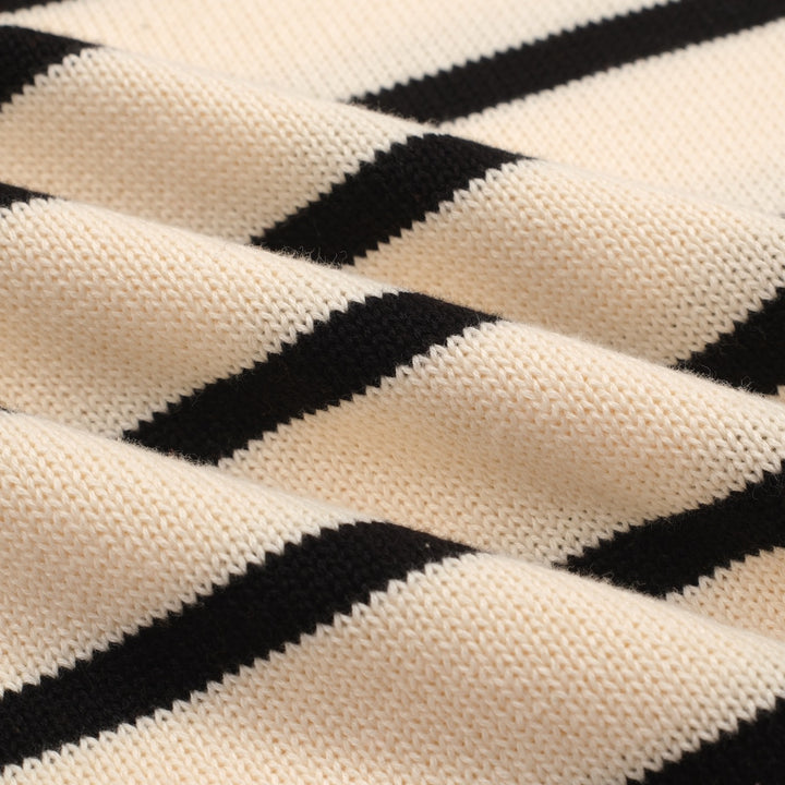 Women's khaki striped jacquard vintage knit skirt