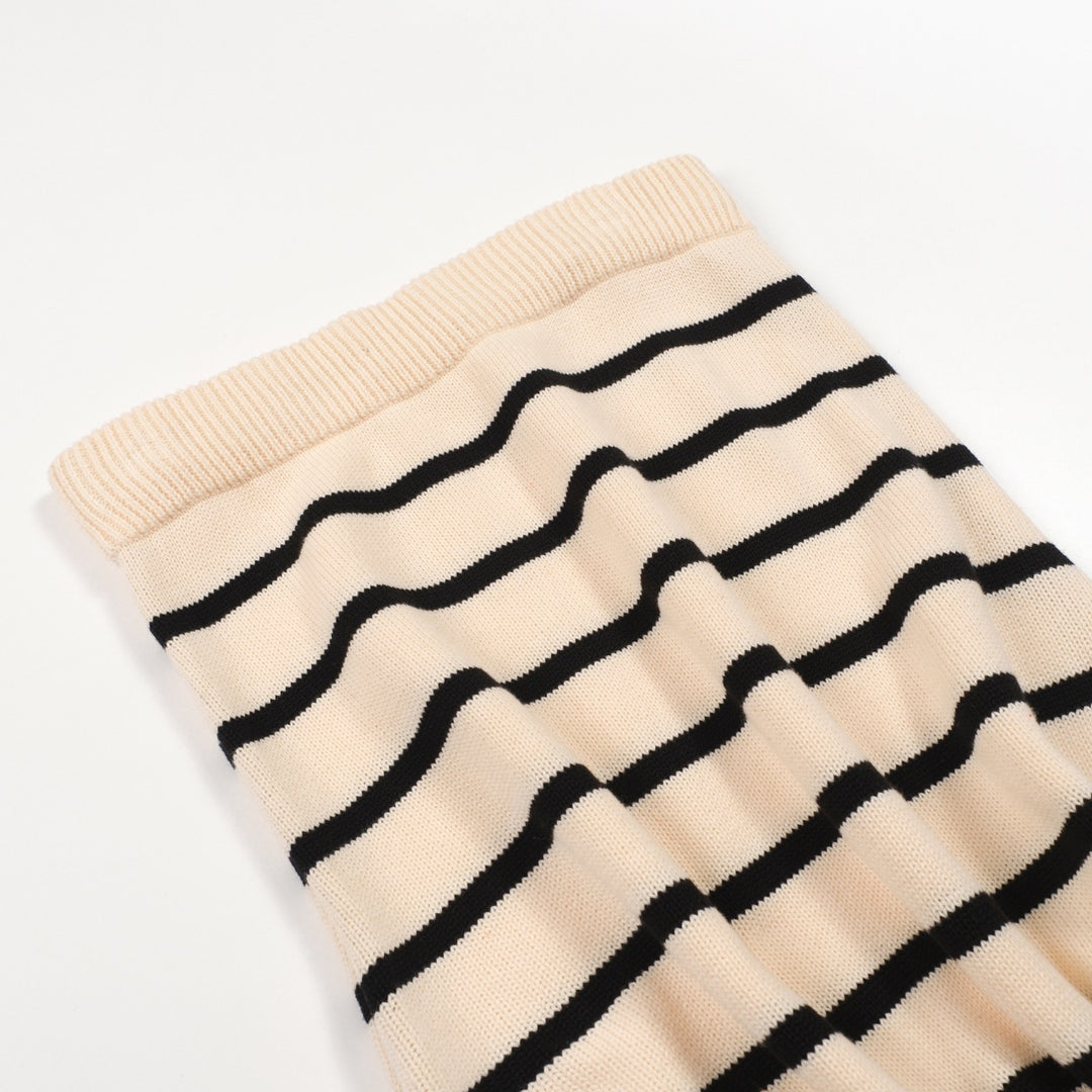 Women's khaki striped jacquard vintage knit skirt