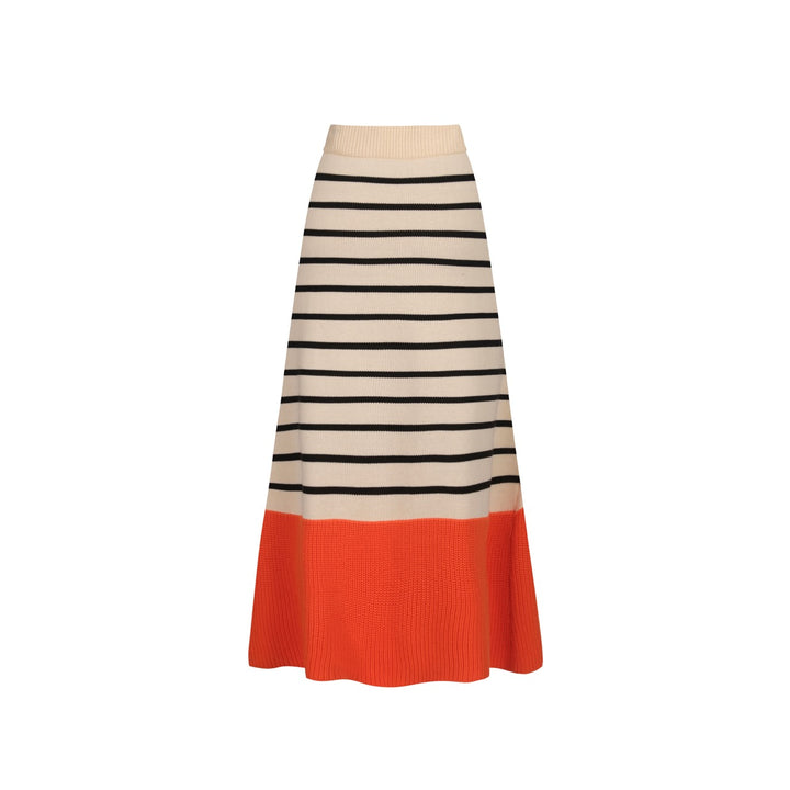 Women's khaki striped jacquard vintage knit skirt