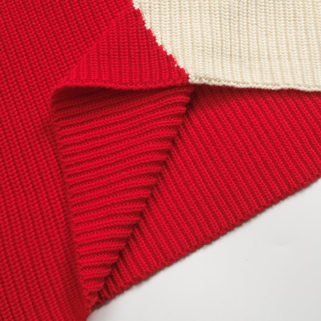 Women's red striped jacquard vintage skirt