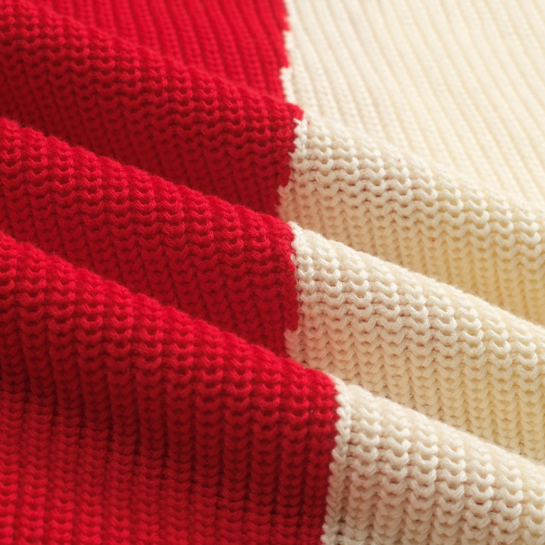 Women's red striped jacquard vintage skirt