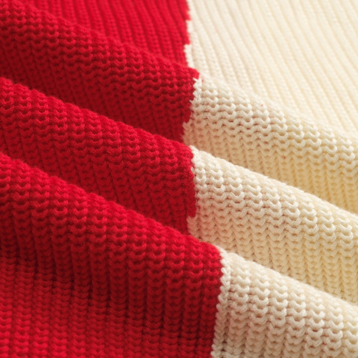 Women's red striped jacquard vintage skirt