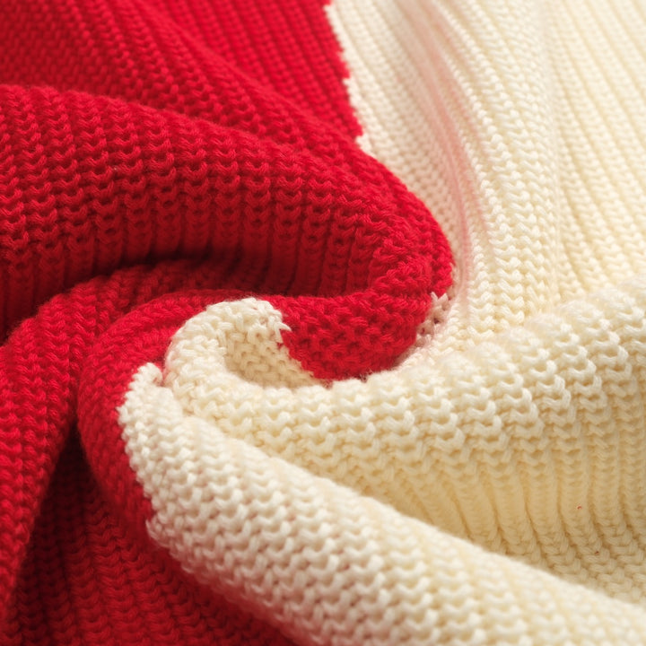 Women's red striped jacquard vintage skirt