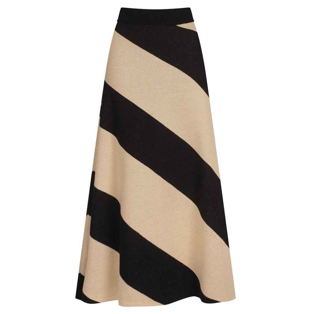 Women's black diagonal stripe jacquard vintage knit skirt – OXKnit