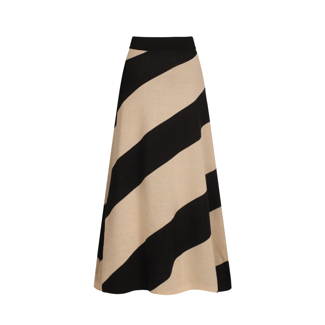 Women's black diagonal stripe jacquard vintage knit skirt