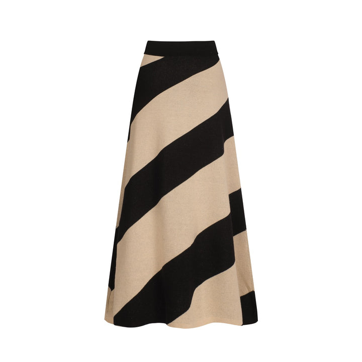 Women's black diagonal stripe jacquard vintage knit skirt