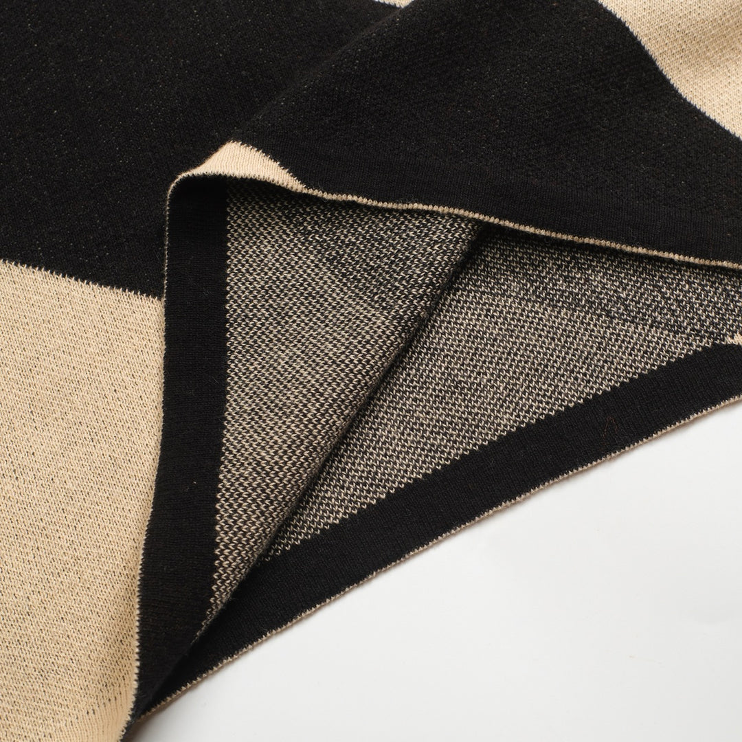 Women's black diagonal stripe jacquard vintage knit skirt