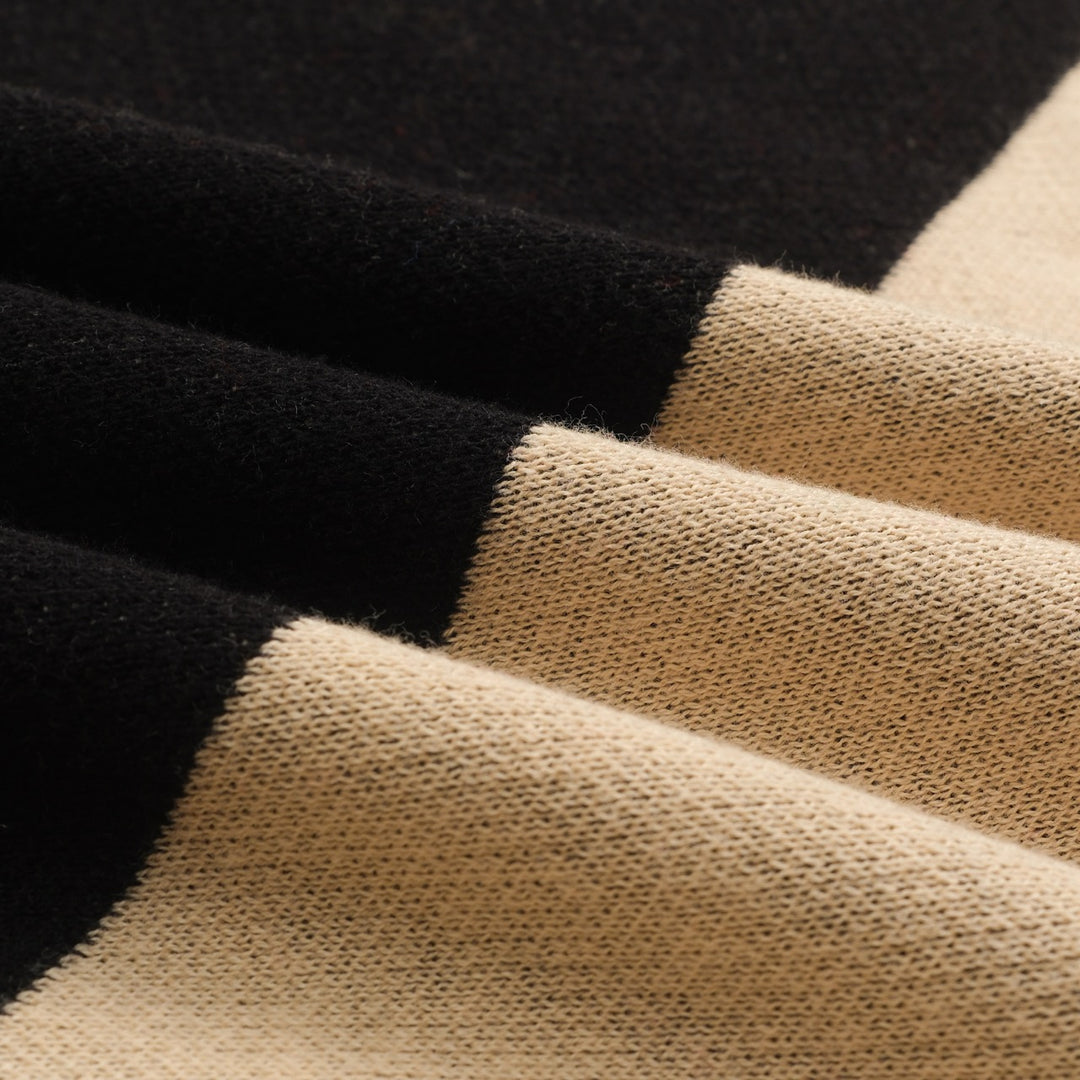 Women's black diagonal stripe jacquard vintage knit skirt