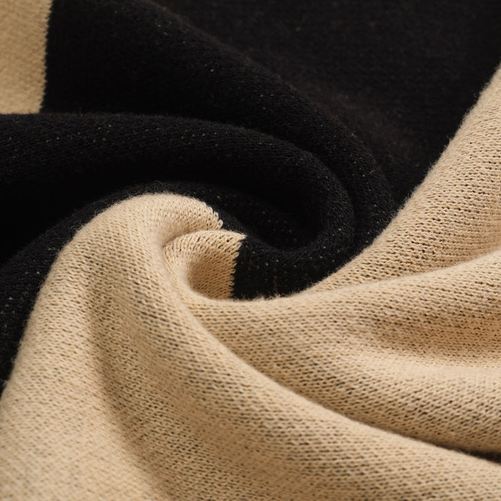 Women's black diagonal stripe jacquard vintage knit skirt