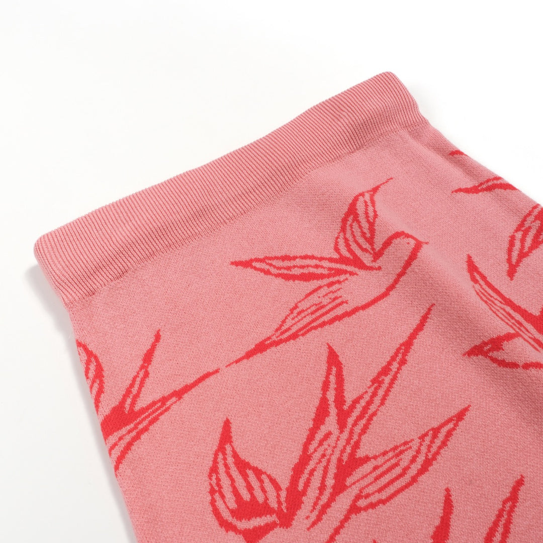 Rosa svala jacquard stickad kjol för kvinnor