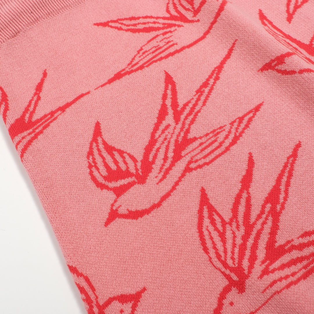 Rosa svala jacquard stickad kjol för kvinnor